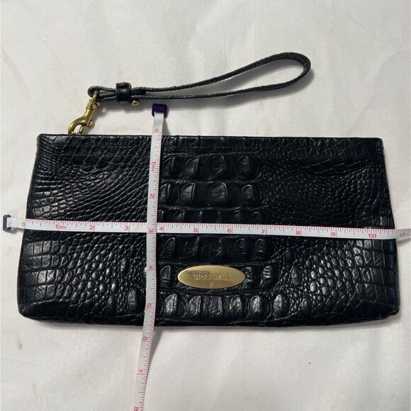 Vintage Y2K Brahmin Black Alden Croc Embossed Leather Wristlet - Picture 6 of 8